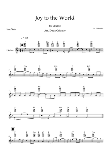Joy to the World (F major - TABS - no lyrics) (arr. Duda Oriontte)