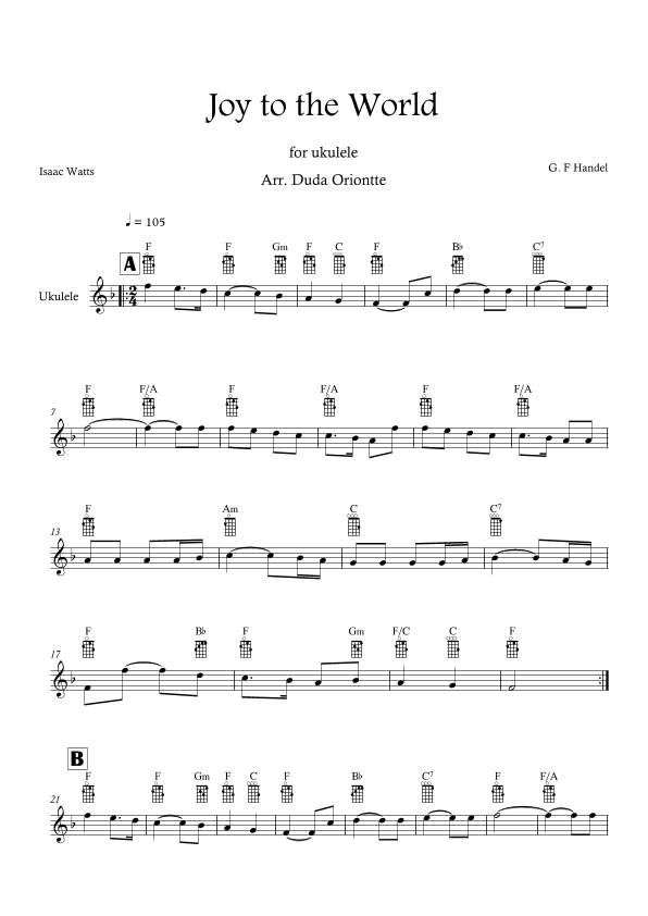 Joy to the World (F major - TABS - no lyrics) (arr. Duda Oriontte)