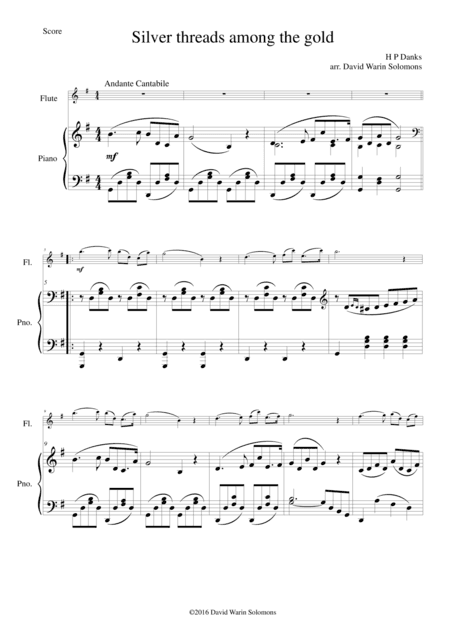 Silver Threads among the Gold for flute and piano (arr. David Warin Solomons)