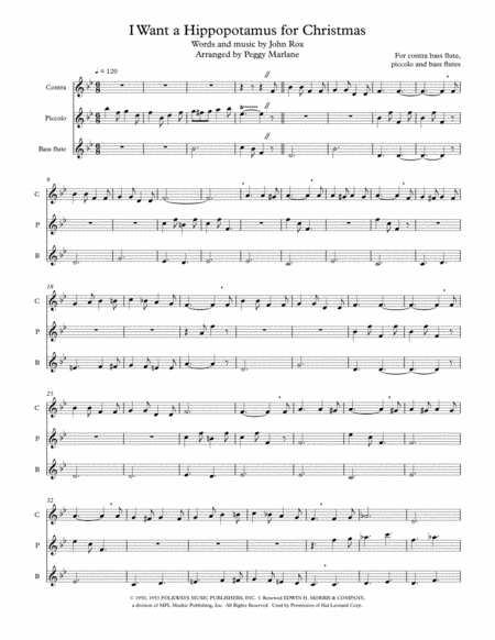 I Want A Hippopotamus For Christmas (Hippo The Hero) (arr. Peggy Marlane)