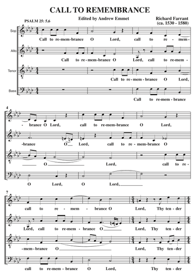 Call To Remembrance A Cappella SATB (arr. Edited by Andrew Emmet)
