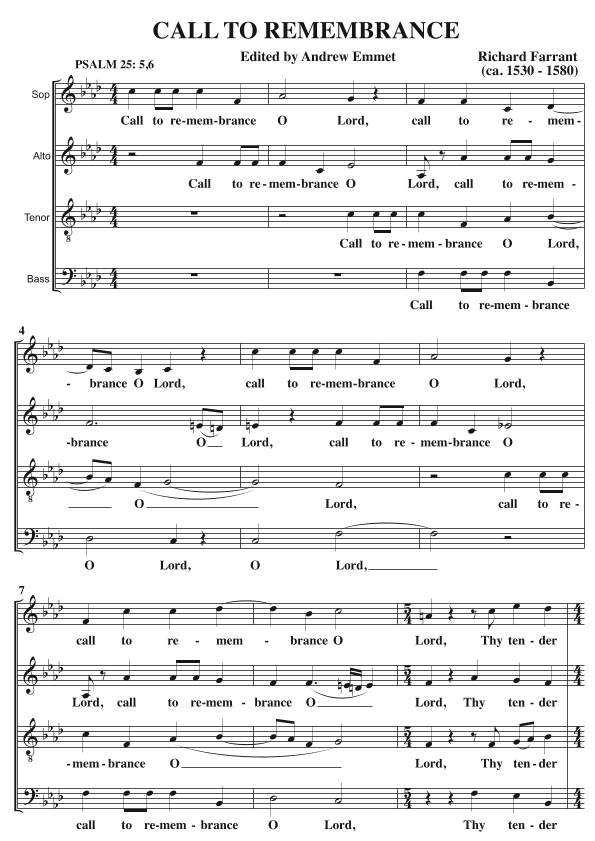 Call To Remembrance A Cappella SATB (arr. Edited by Andrew Emmet)