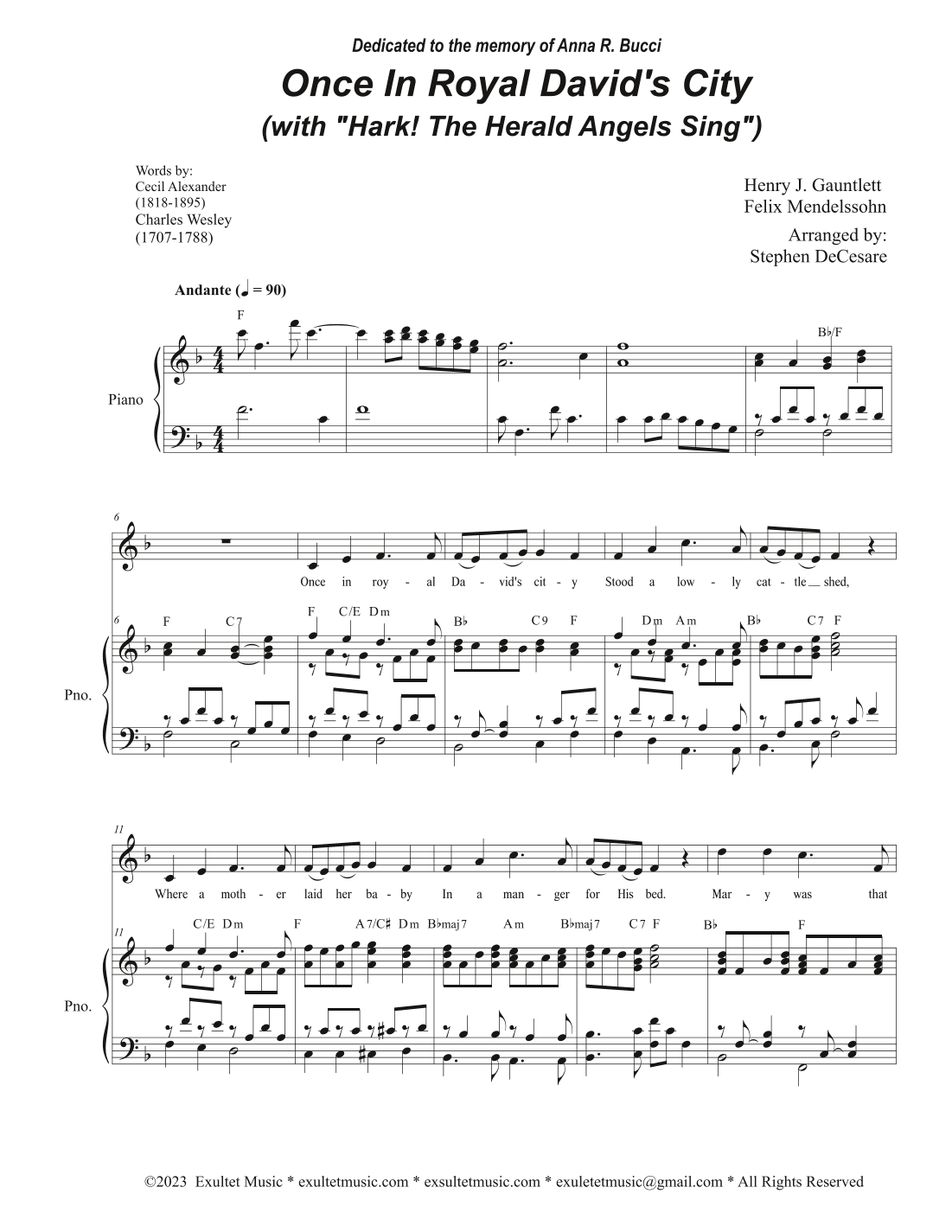 Once In Royal David's City (with "Hark! The Herald Angels Sing") (Vocal solo) (arr. Stephen DeCesare)