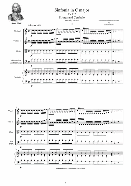 Vivaldi - Sinfonia in C major RV 112 for Strings and Cembalo (arr. Santino Cara)
