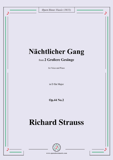 Richard Strauss-Nächtlicher Gang,in D flat Major,Op.44 No.2 (arr. OSM Press)