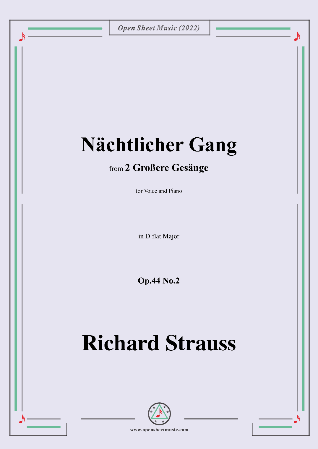 Richard Strauss-Nächtlicher Gang,in D flat Major,Op.44 No.2 (arr. OSM Press)