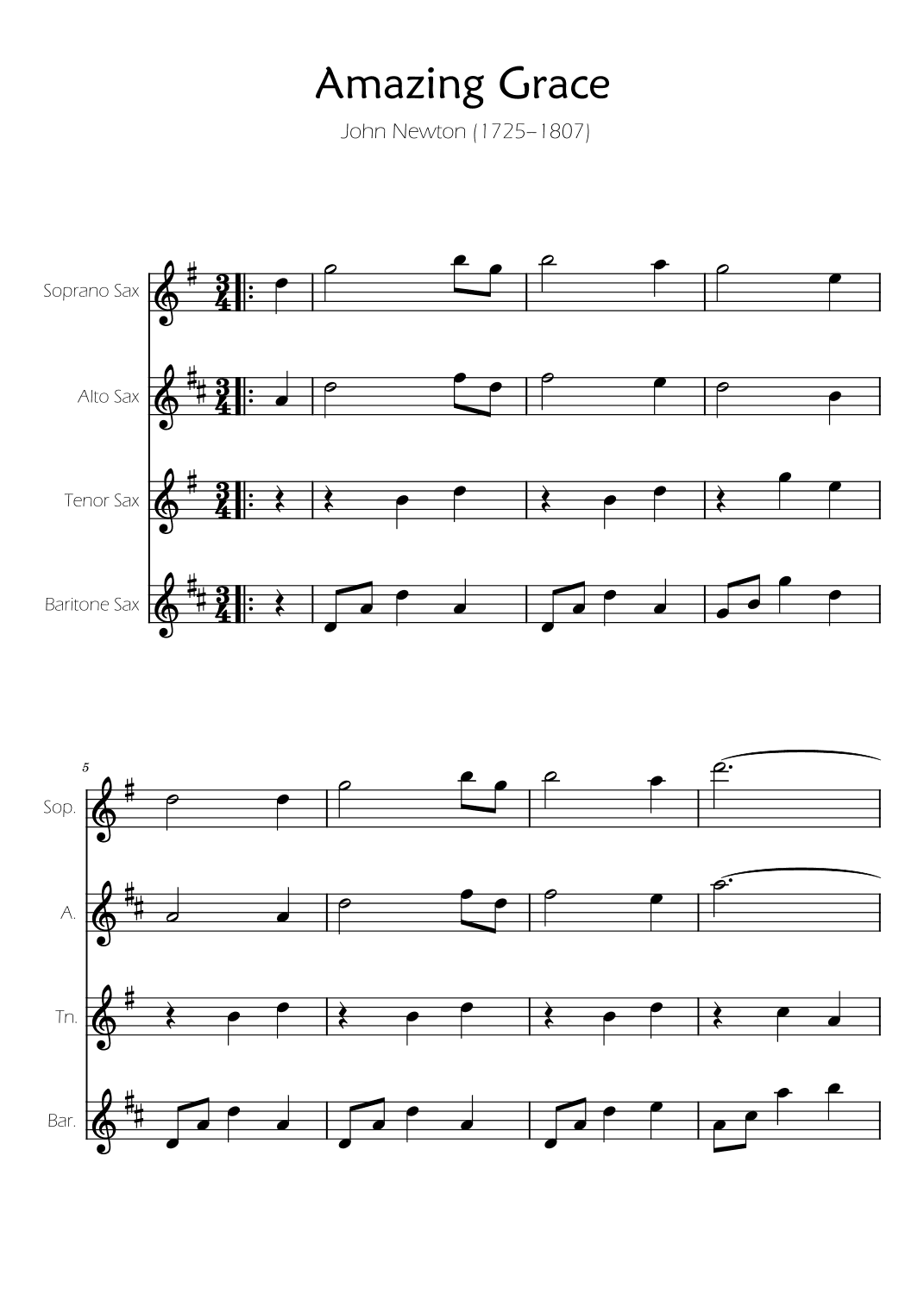 Amazing Grace - Sax Quartet (arr. Ygor Nunes)