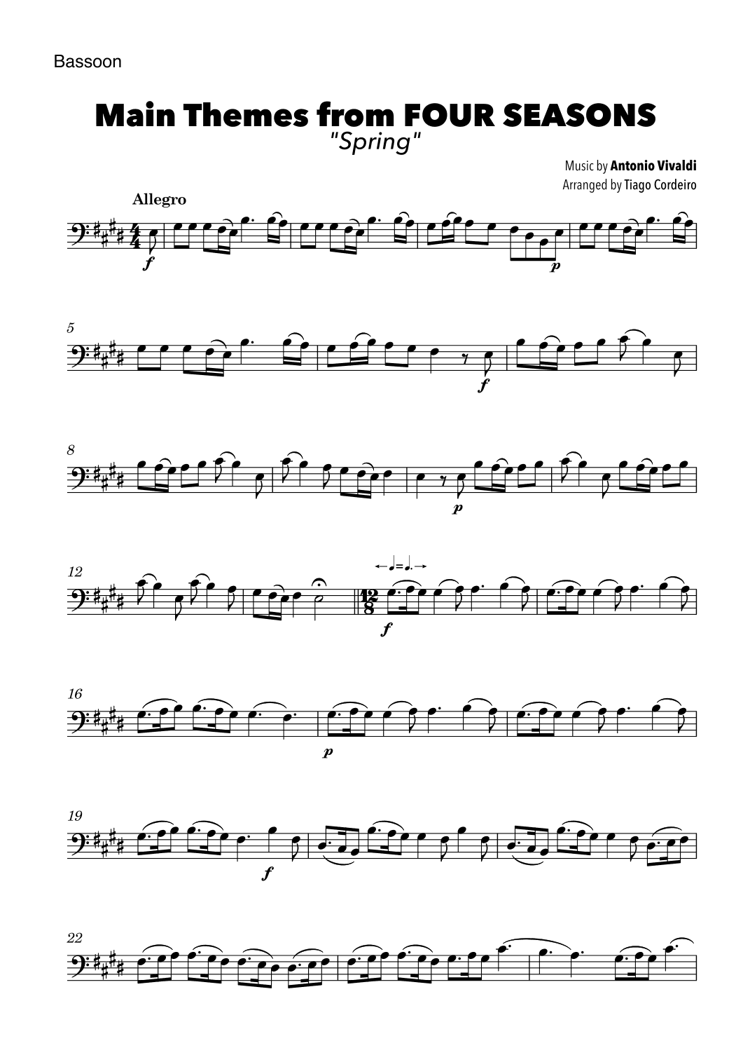 Main Themes from Four Seasons “Spring” (arr. Tiago Cordeiro)