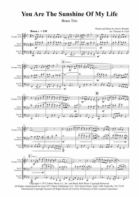 You Are The Sunshine Of My Life (arr. Thomas H. Graf)