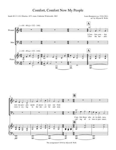 Comfort, Comfort Now My People (arr. Allyson B. Wells)