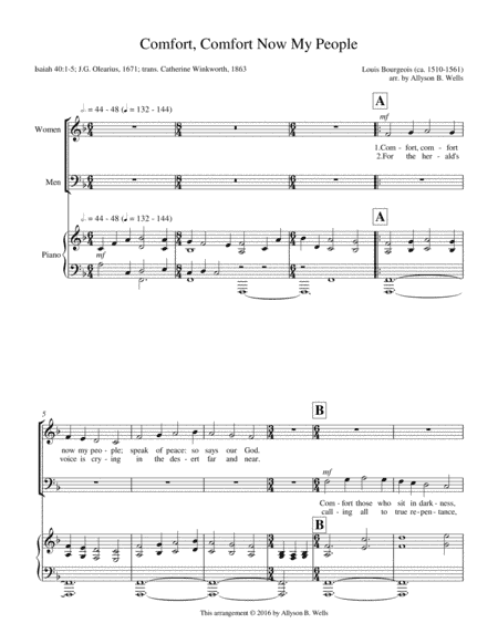Comfort, Comfort Now My People (arr. Allyson B. Wells)