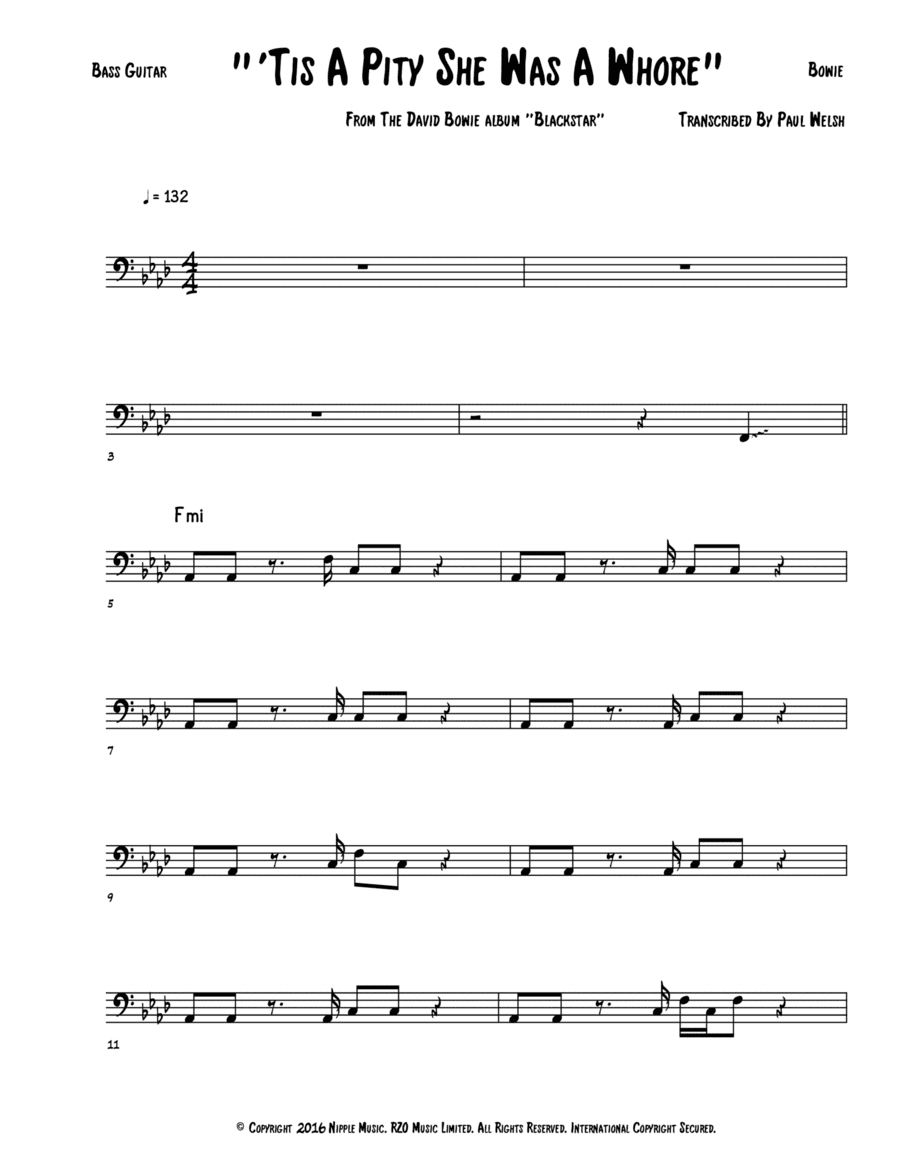 'tis A Pity She Was A Whore (arr. Accubass)