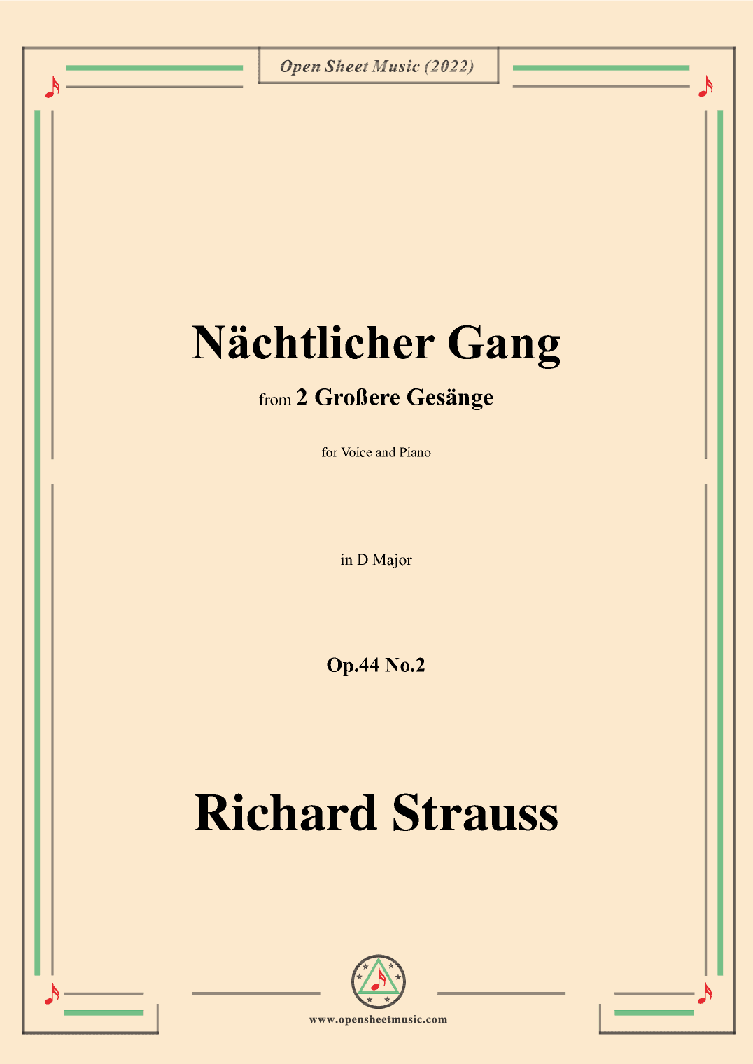 Richard Strauss-Nächtlicher Gang,in D Major,Op.44 No.2 (arr. OSM Press)