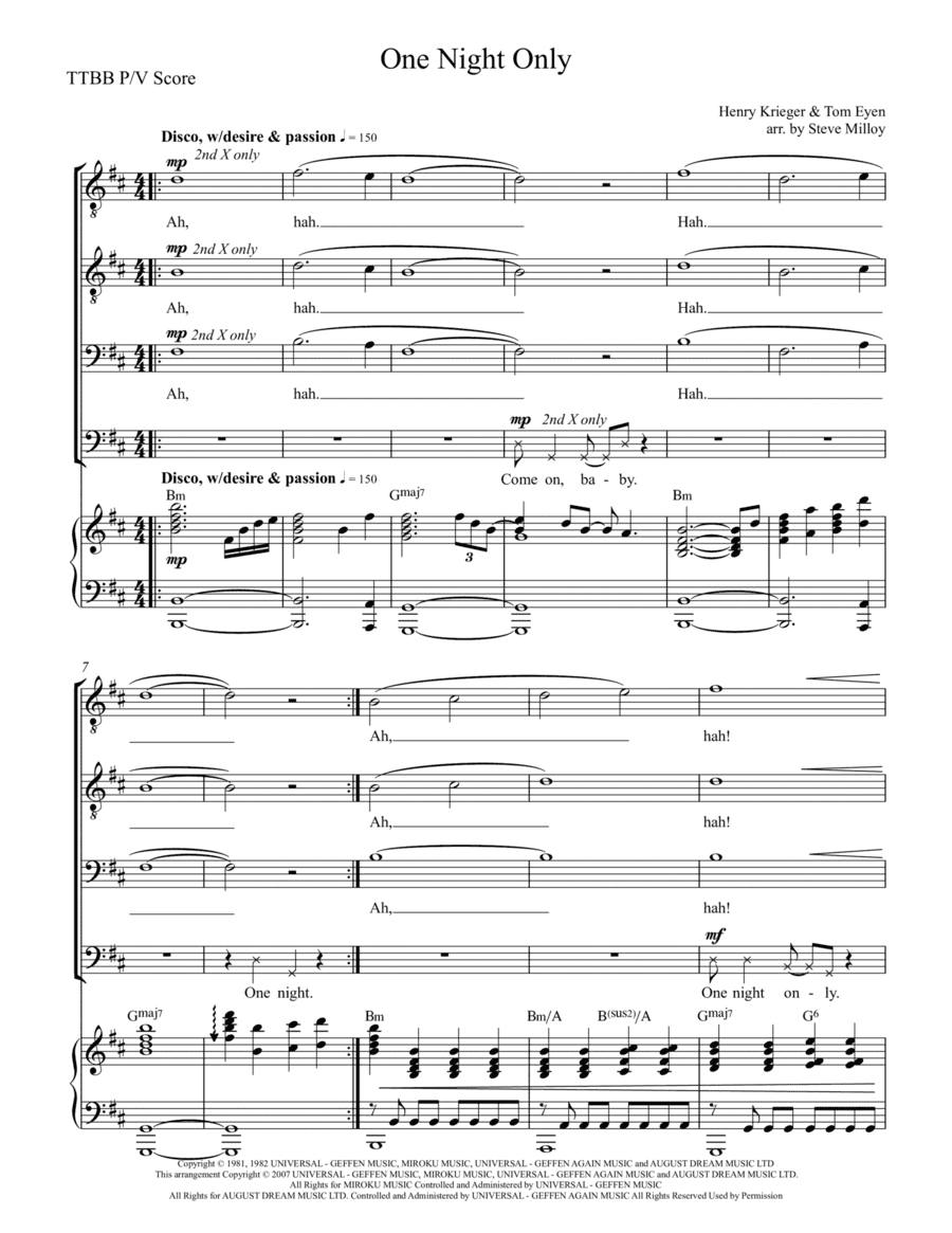 One Night Only (arr. Steve Milloy)