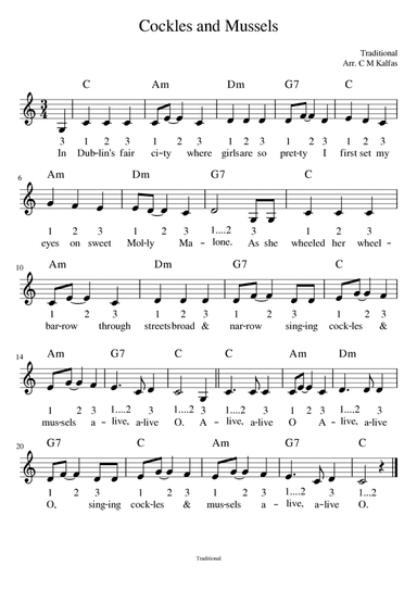 Cockles and Mussels - lead (arr. Christy Kalfas)