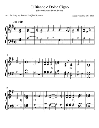 Il Bianco e Dolce Cigno (The White and Sweet Swan) (arr. Sharon Hanjian Rondeau)