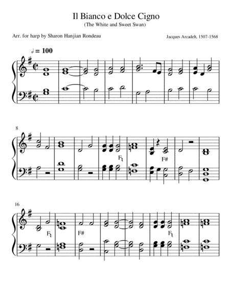 Il Bianco e Dolce Cigno (The White and Sweet Swan) (arr. Sharon Hanjian Rondeau)