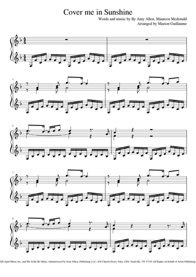 Cover Me In Sunshine (arr. Marion Guillaume)