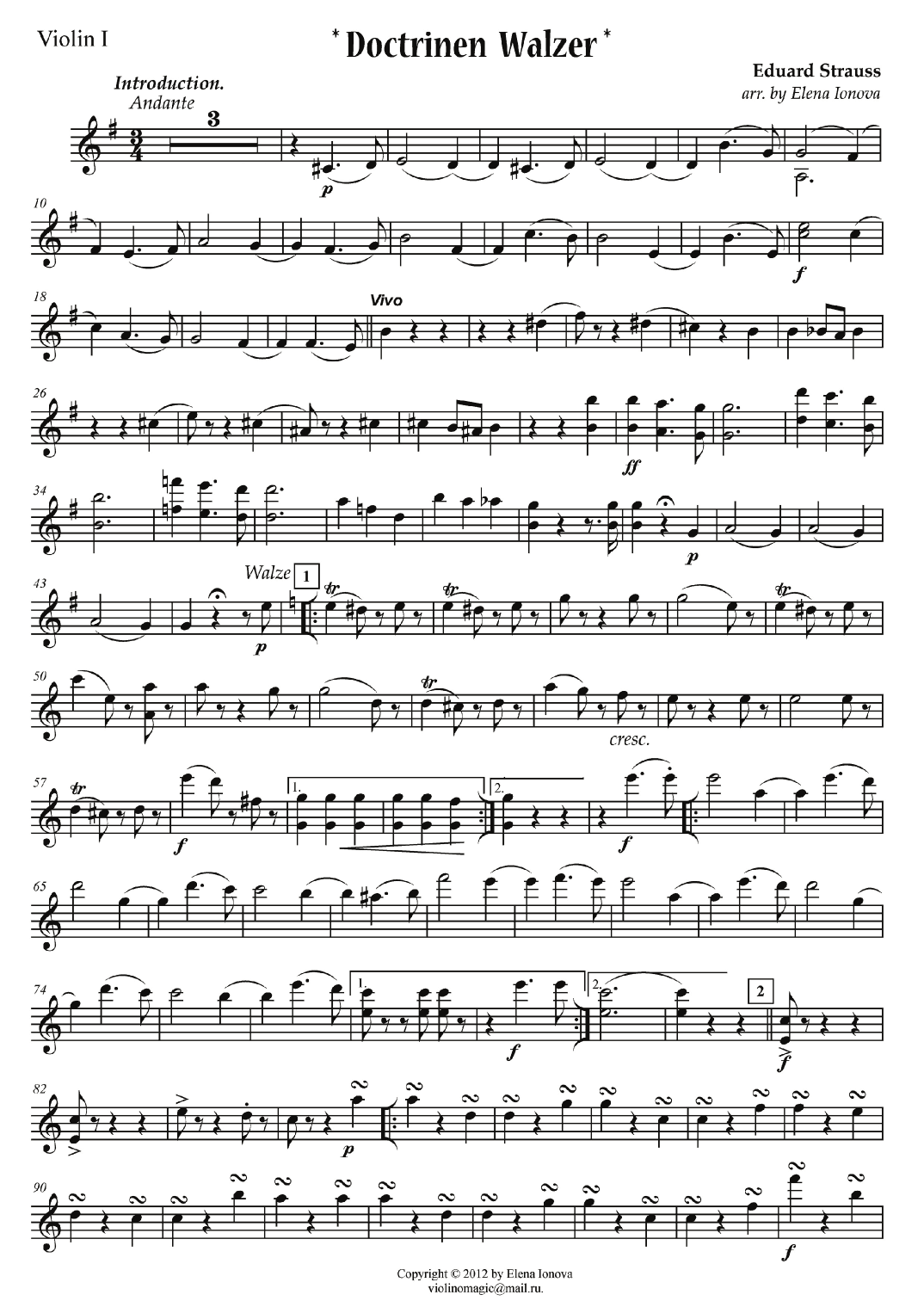 «Doctrinen Walzer», op.79 (arr. Elena Ionova)