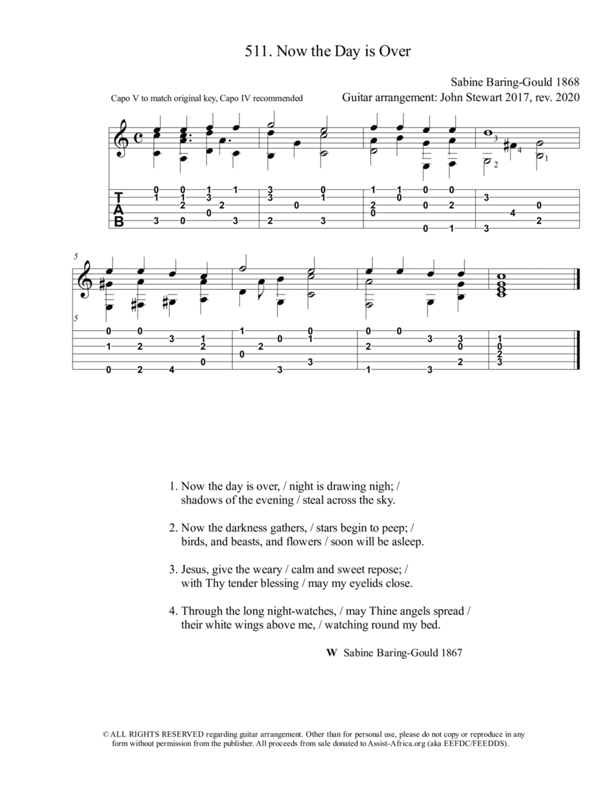 511 Now the Day is Over (arr. John Stewart 2017, rev. 2020)