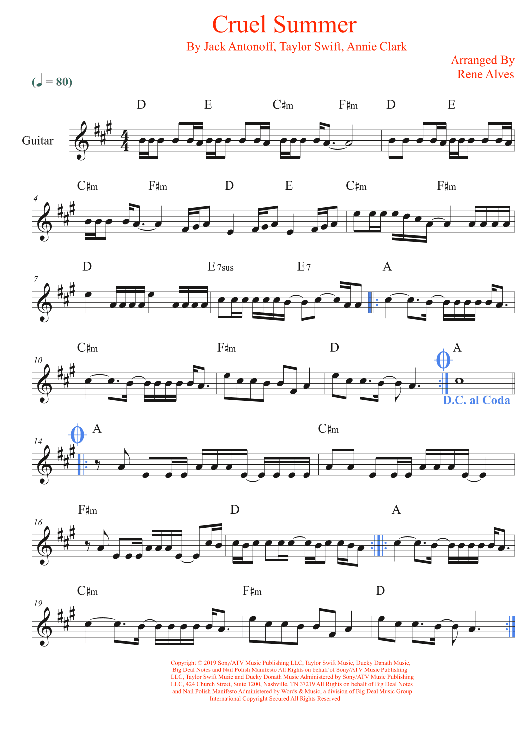 Cruel Summer (arr. Rene Alves)