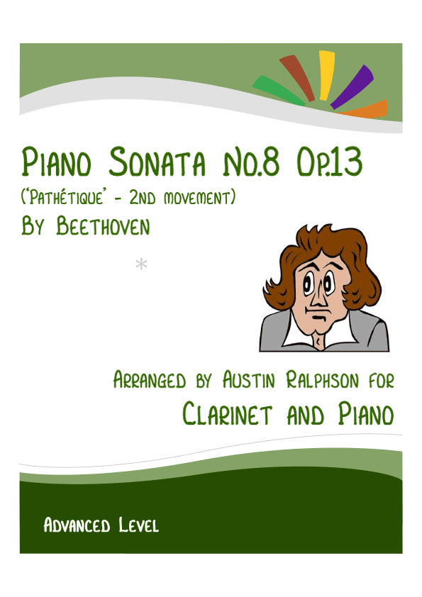 Sonata No.8 "Pathetique", 2nd movement (Beethoven) - clarinet and piano with FREE BACKING TRACK (arr. Austin Ralphson)