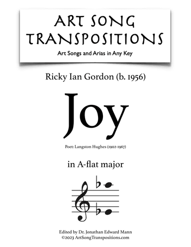 Joy (arr. ArtSongTranspositions.com)