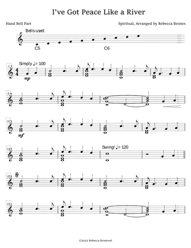 "I've Got Peace Like a River" - Score Only (arr. Rebecca Bromwell)
