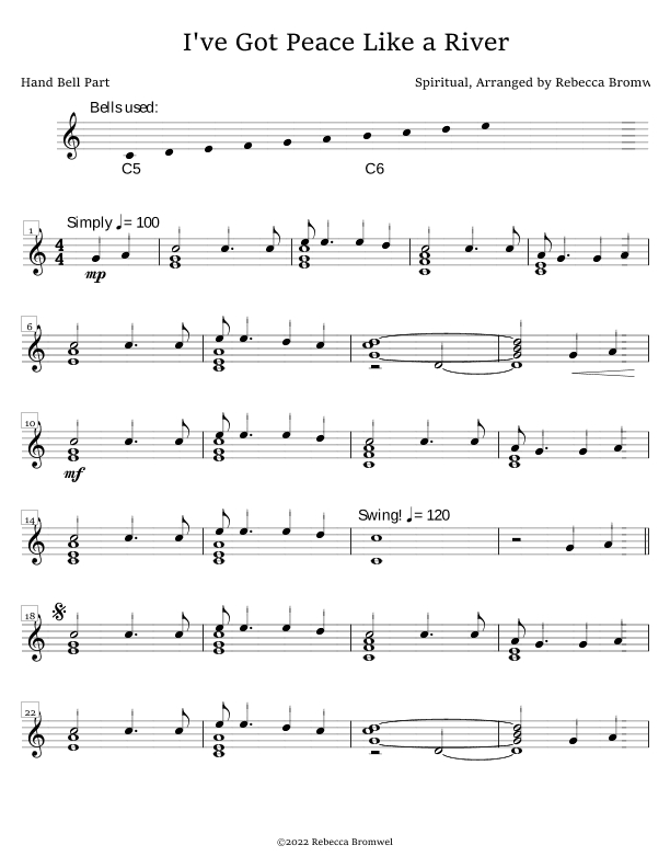 "I've Got Peace Like a River" - Score Only (arr. Rebecca Bromwell)