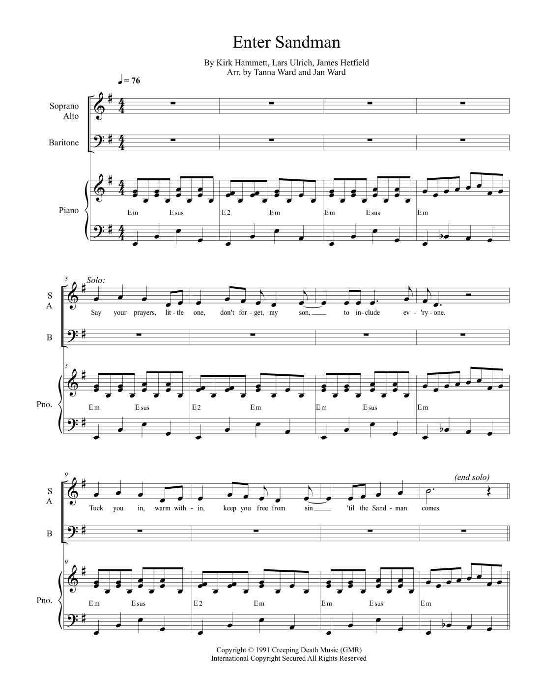 Enter Sandman (arr. Tanna Ward and Jan Ward)