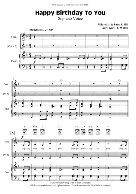 Happy Birthday To You (arr. Gert Th. Walter)