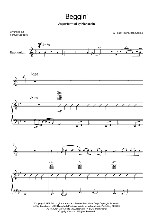 Beggin' (arr. Samuel Sequeira)