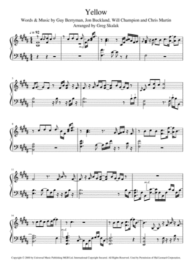 Yellow (arr. Greg Skalak)