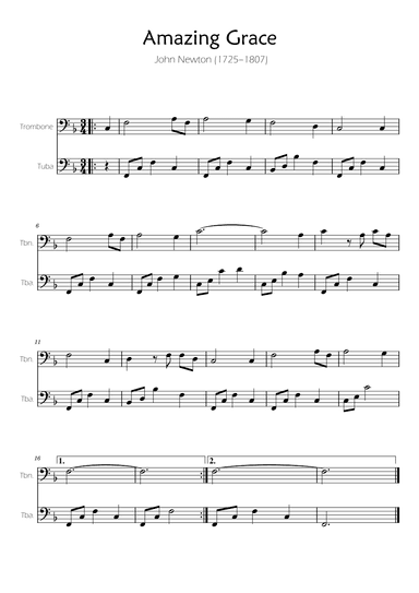 Amazing Grace - Trombone and Tuba Duet (arr. Ygor Nunes)