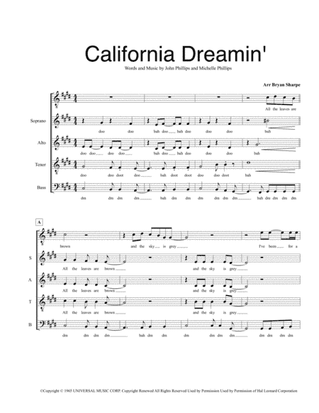 California Dreamin' (arr. Bryan Sharpe)