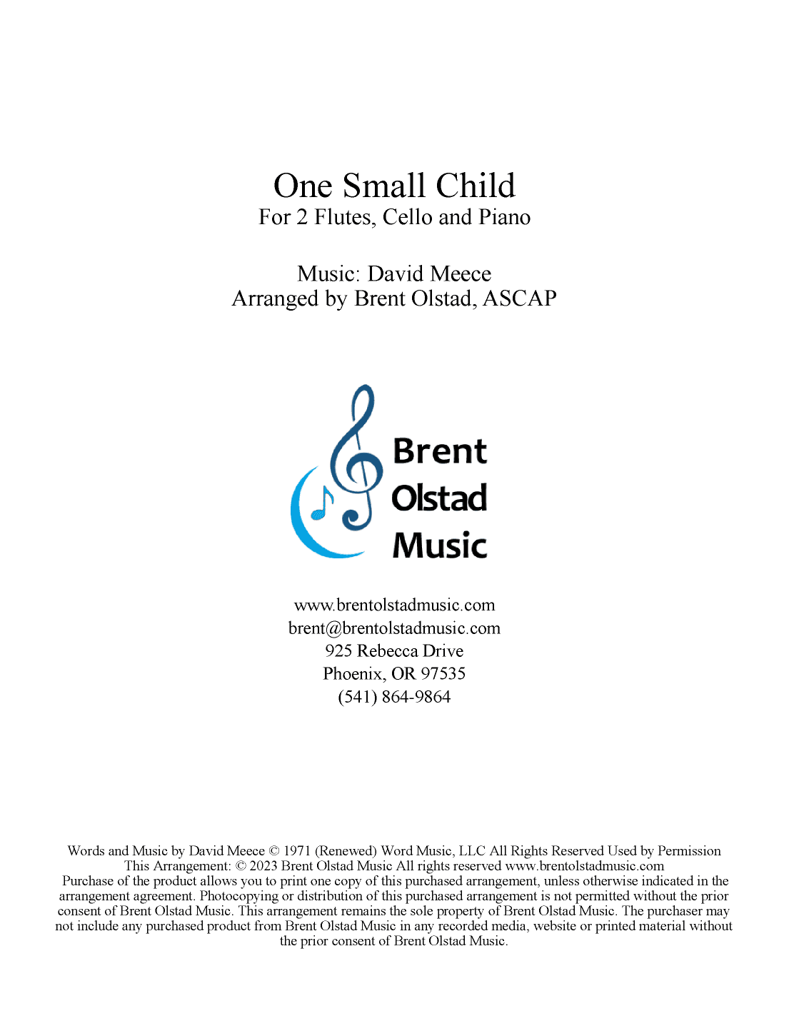 One Small Child (arr. Brent Olstad, ASCAP)