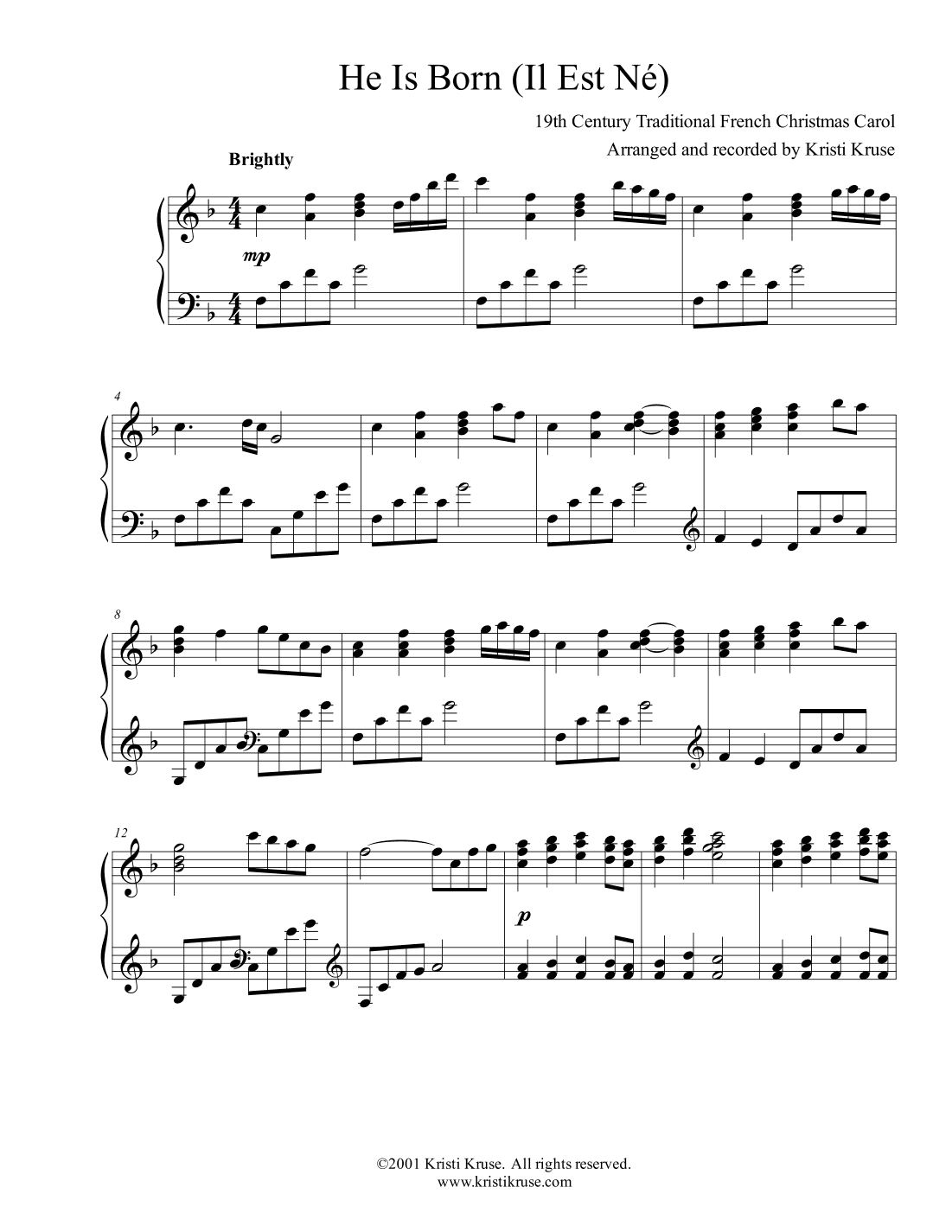 He Is Born (Il Est Ne) (arr. Kristi Kruse)