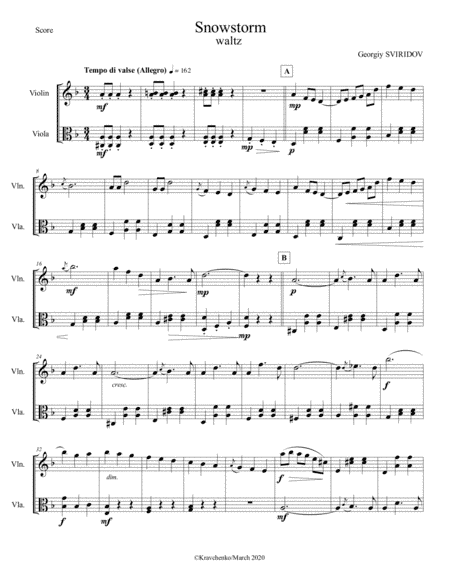 Georgy Sviridov - Waltz "Snowstorm" for string duo (arr. Maksym Kravchenko)