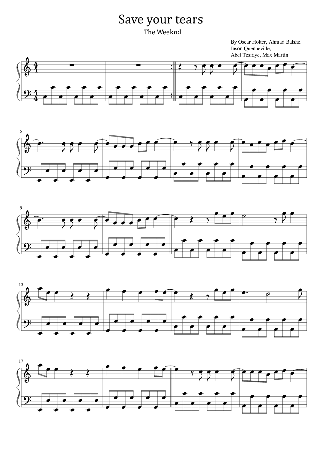 Save Your Tears (arr. poon)