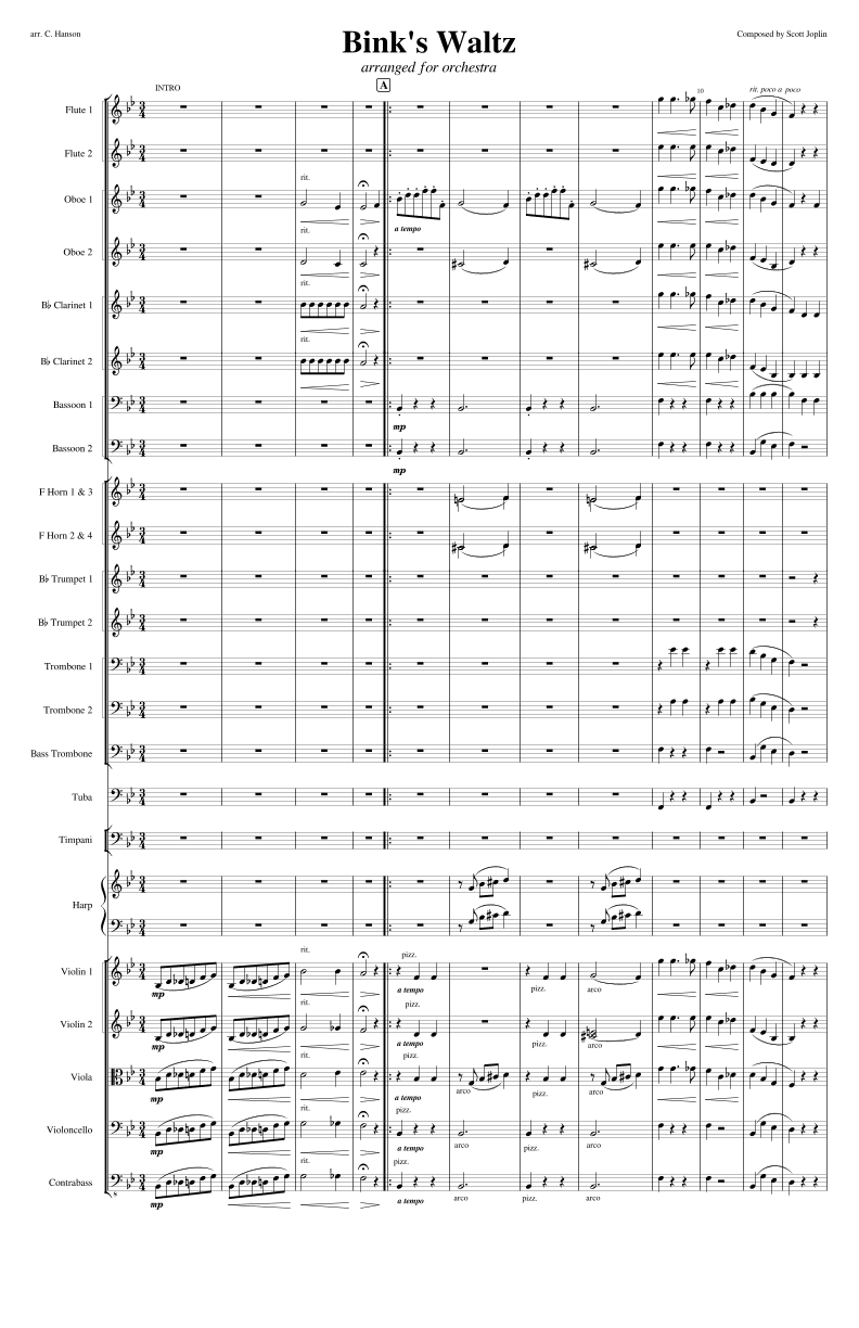 Bink's Waltz (1905) - Full Score (arr. C. Hanson)
