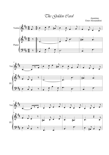 The golden Carol. Violin and piano duo (arr. Ester Alessandrini)