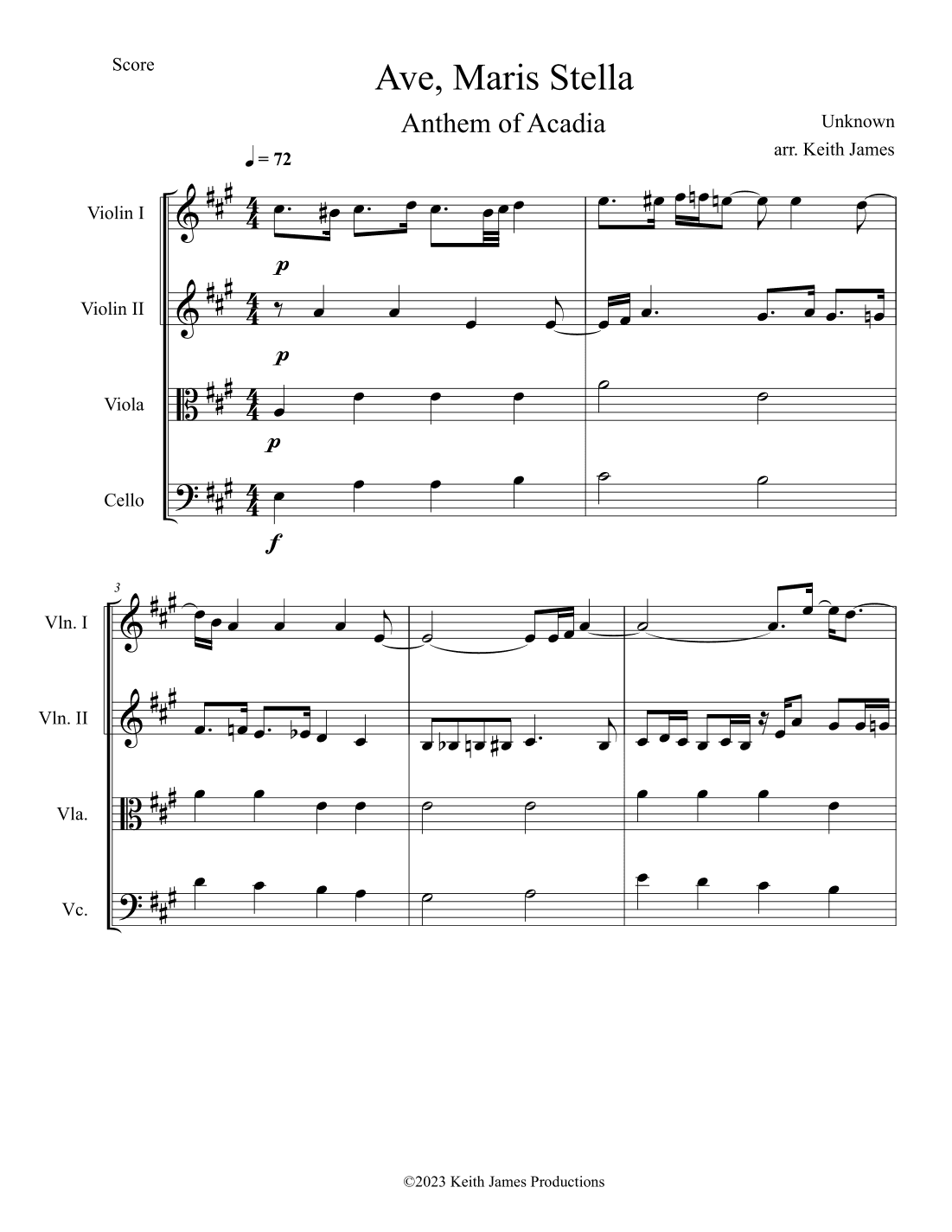 Ave Maris Stella (String Quartet) (arr. Keith James)