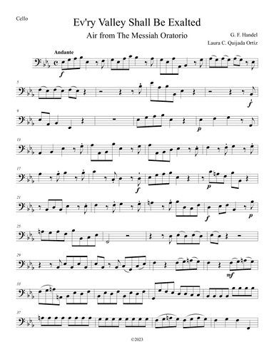 Ev'ry Valley Shall Be Exalted, from The Messiah. STRING ACCOMPANIMENT PARTS ONLY. (arr. Laura C. Quijada Ortíz)