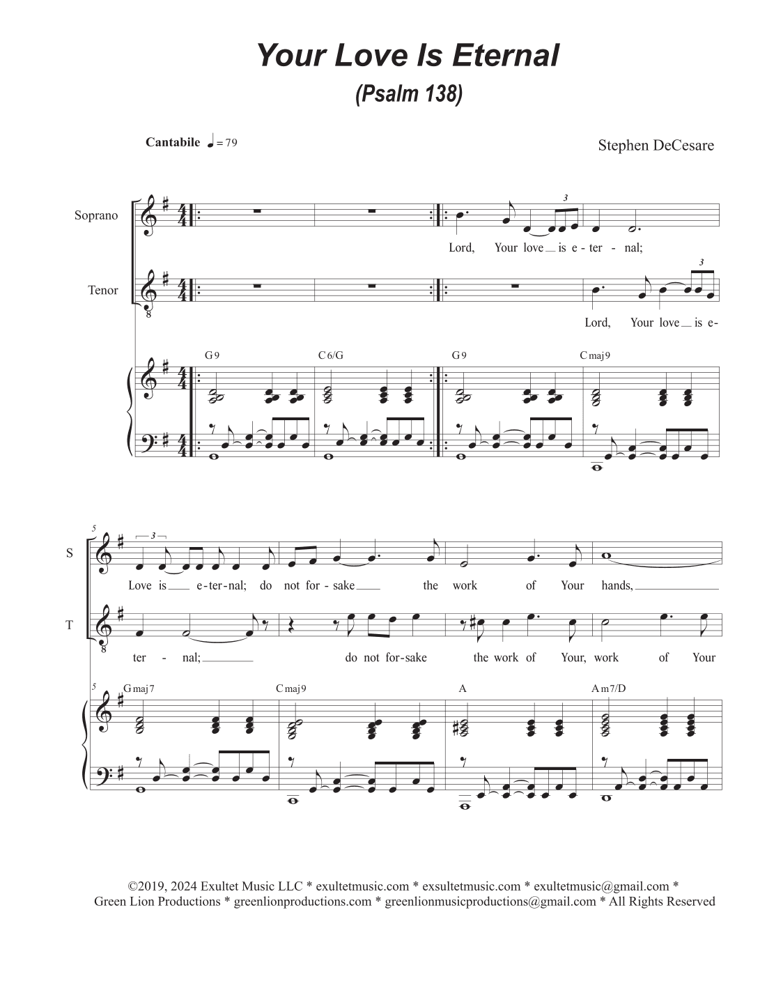 Your Love Is Eternal (Psalm 138) (2-part choir - (Soprano and Tenor)