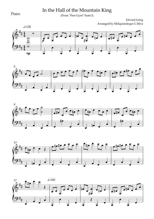 In the hall of the Mountain King (From “Peer Gynt” Suite I) (arr. Melquisedeque C.Silva)