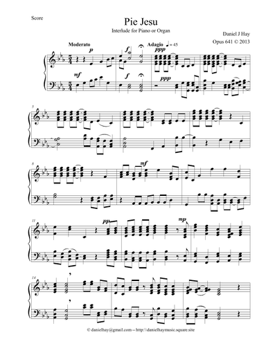 Pie Jesu (Opus 641) Interlude for Piano or Organ