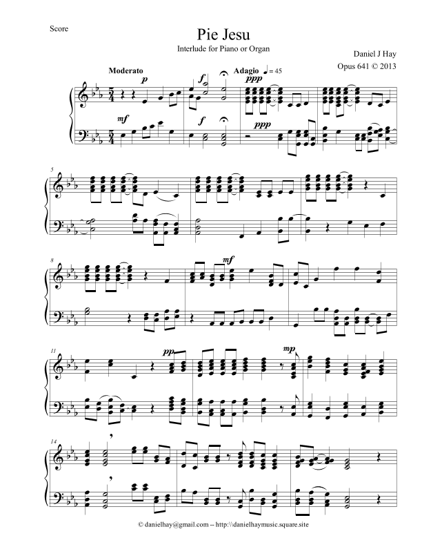 Pie Jesu (Opus 641) Interlude for Piano or Organ