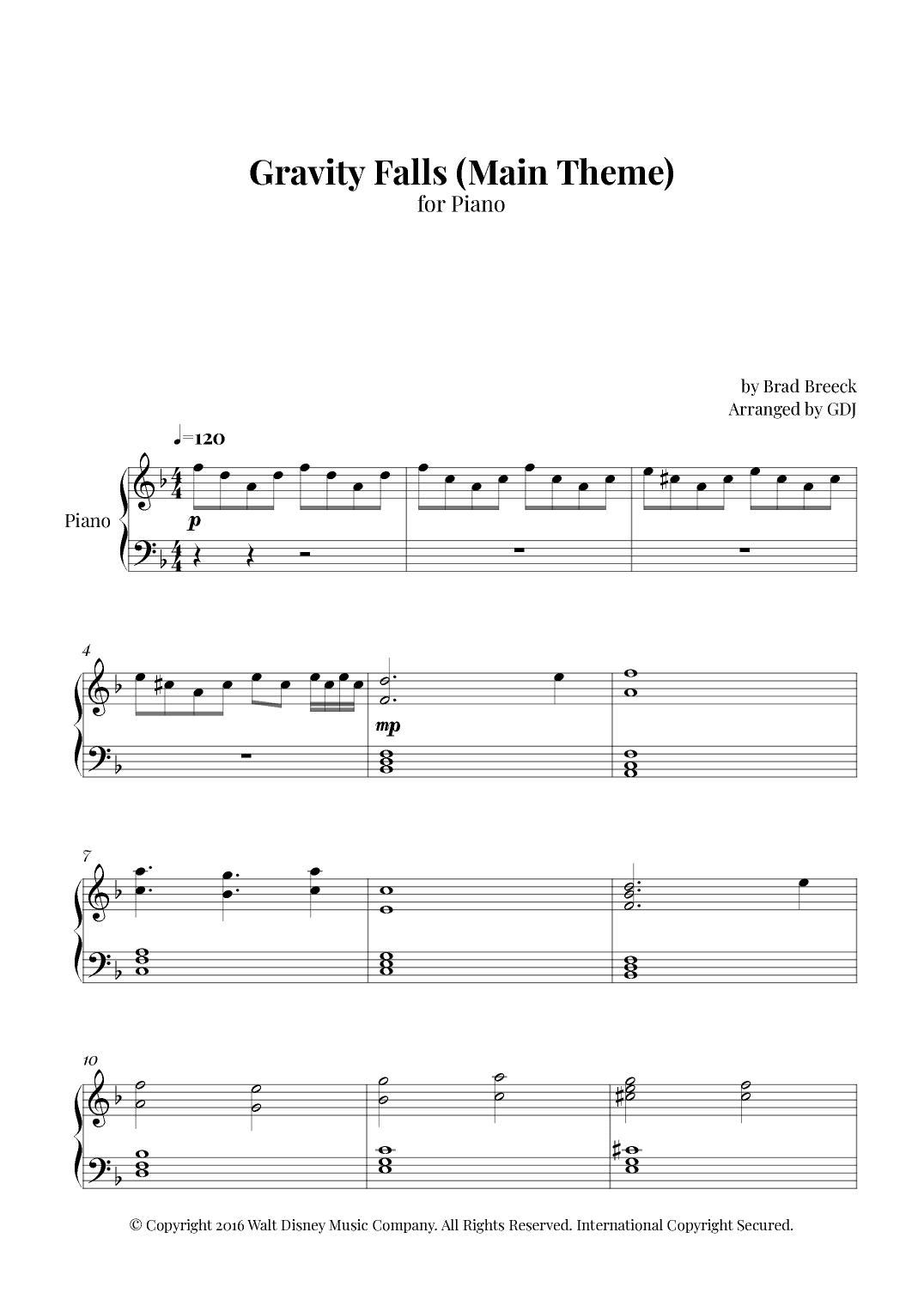 Gravity Falls (main Theme) (arr. GDJ)