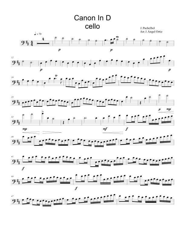 Canon in D for cello (arr. José angel Ortiz ramirez)