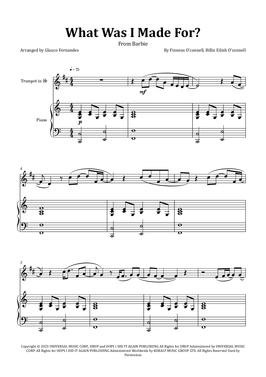 What Was I Made For? (arr. Glauco Fernandes)